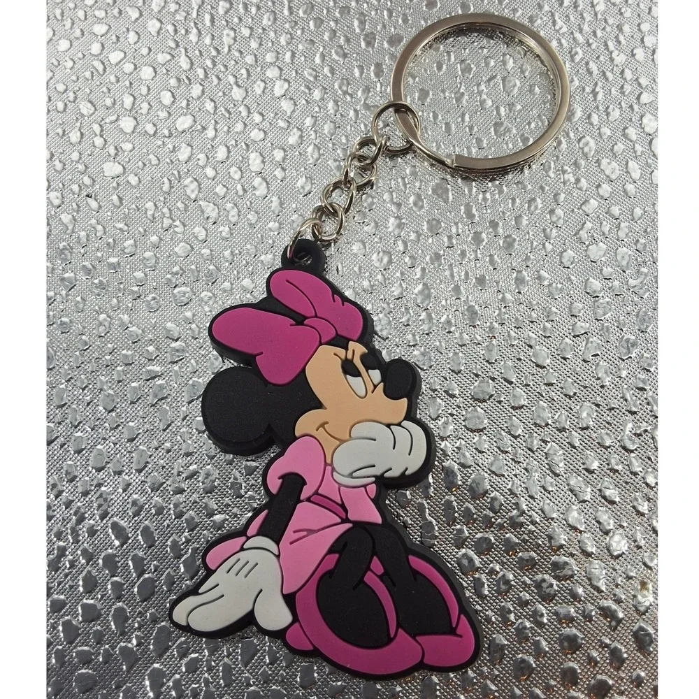 Disney Minnie Mouse Rubber Keychain Set‎ of 3 | Pink & Black Bag Charm Fob